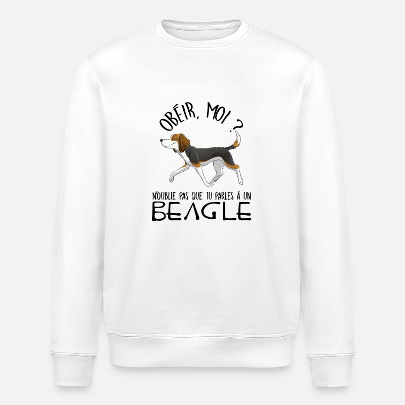 Tu parles à un Beagle - Sweat bio ROLLER Stanley/Stella Unisexe - blanc