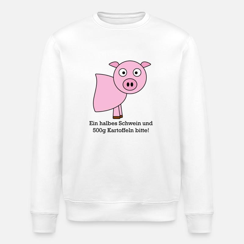 Halbes Schwein - Stanley/Stella Unisex Bio-Sweatshirt ROLLER - Weiß