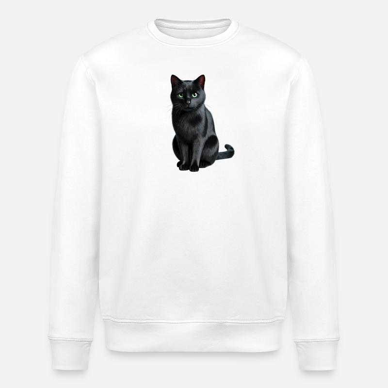 Schwarze Katze - Stanley/Stella Unisex Bio-Sweatshirt ROLLER - Weiß