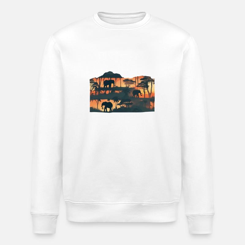 Elephants on tour - Stanley/Stella Unisex Bio-Sweatshirt ROLLER - Weiß