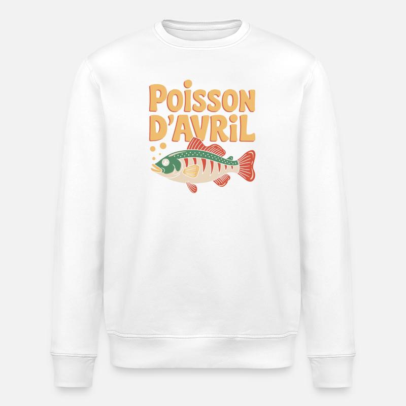 Poisson d'avril - Sweat bio ROLLER Stanley/Stella Unisexe - blanc