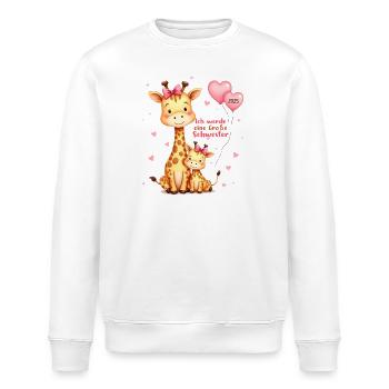 Ich Werde Große Schwester 2025 Giraffen - Stanley/Stella Unisex Bio-Sweatshirt ROLLER - Weiß - Vorne - Nik (191cm)