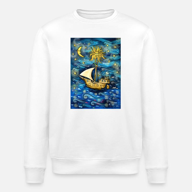Schiff im Sternenmeer - Stanley/Stella Unisex Bio-Sweatshirt ROLLER - Weiß