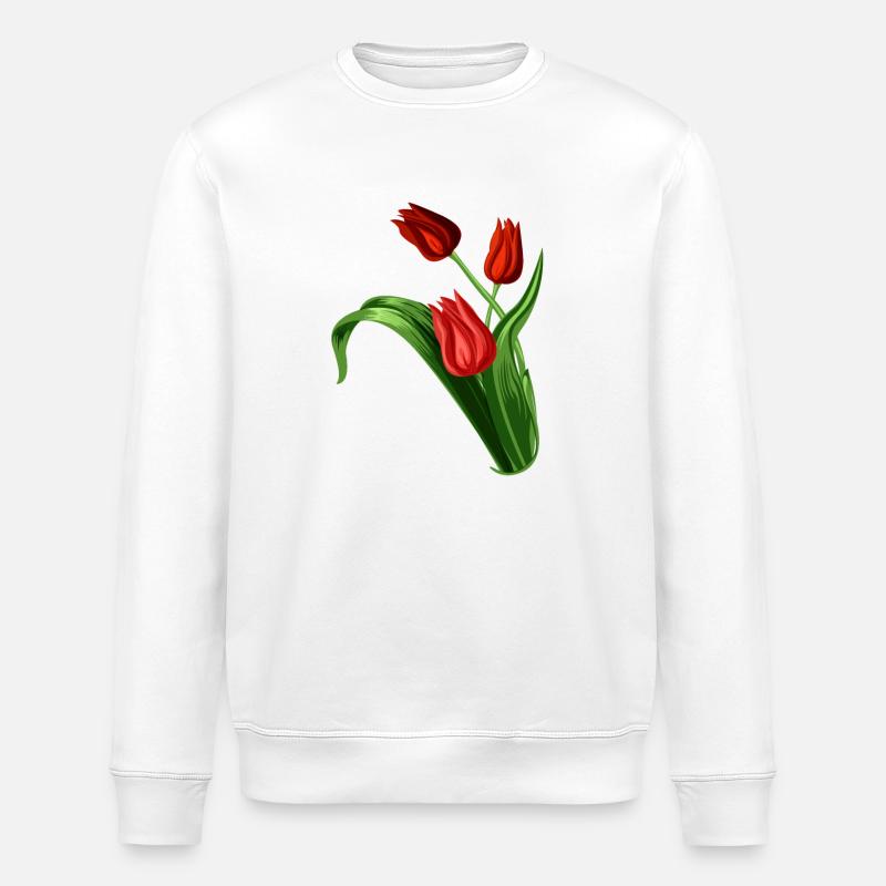 Illustration élégante de tulipes rouges - Sweat bio ROLLER Stanley/Stella Unisexe - blanc