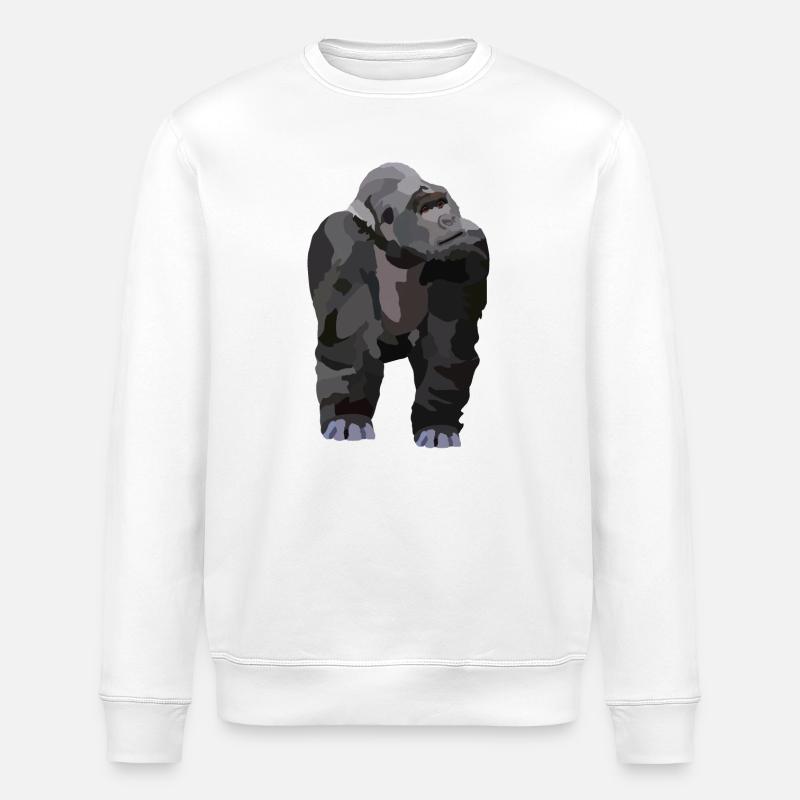 Gio, le gorille - Sweat bio ROLLER Stanley/Stella Unisexe - blanc