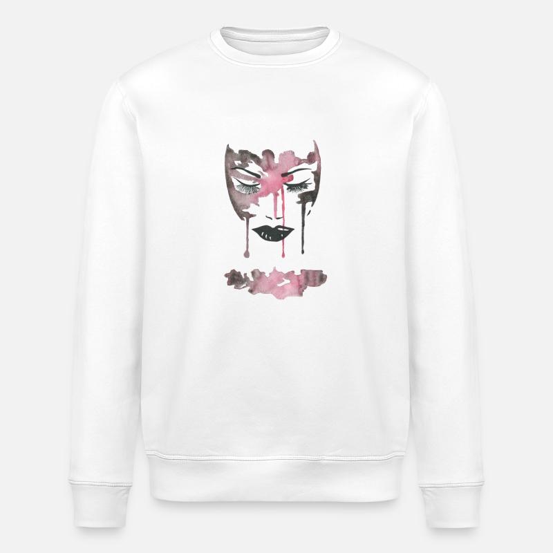 Rosa Aquarellgesicht - Stanley/Stella Unisex Bio-Sweatshirt ROLLER - Weiß