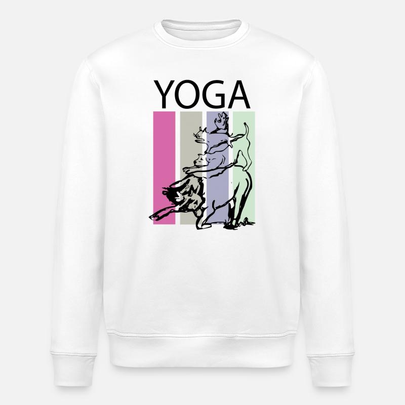 Yoga mit Tieren bunt - Stanley/Stella Unisex Bio-Sweatshirt ROLLER - Weiß