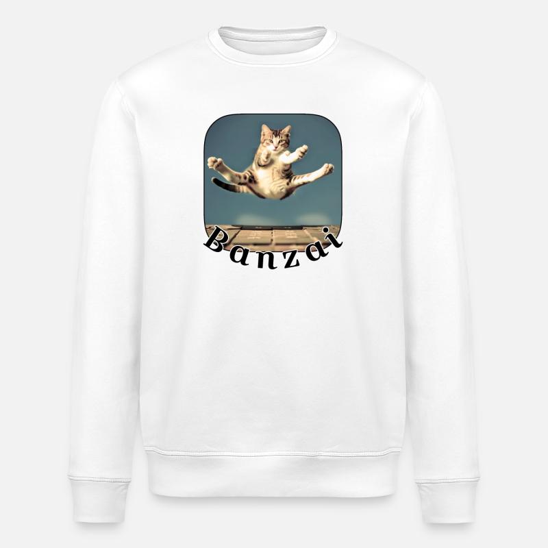 Chat sauteur sur le clavier - Sweat bio ROLLER Stanley/Stella Unisexe - blanc