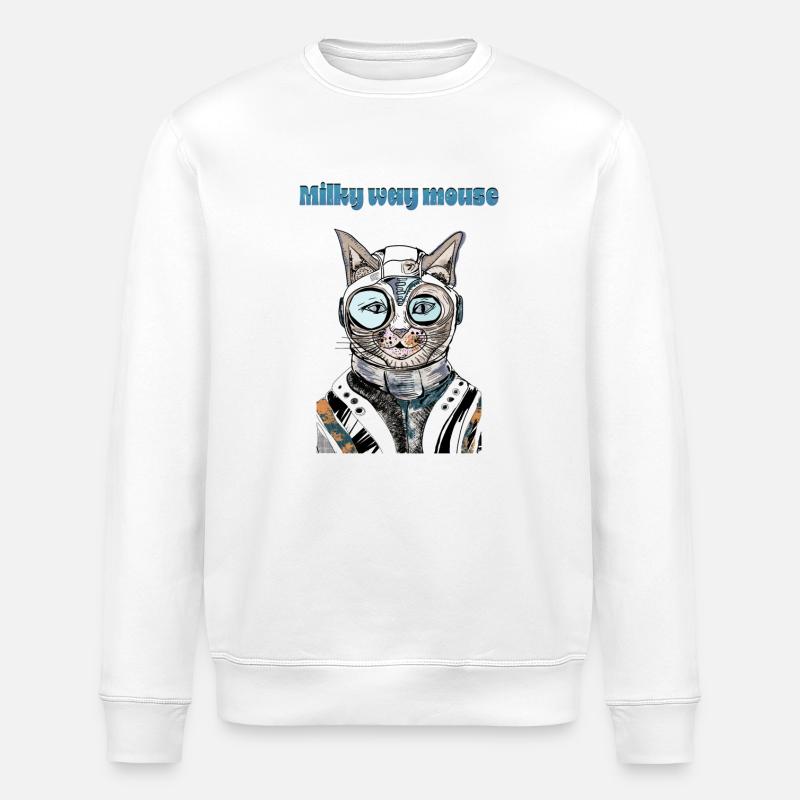 milky way mouse - Stanley/Stella ROLLER Unisex Organic Sweatshirt - white