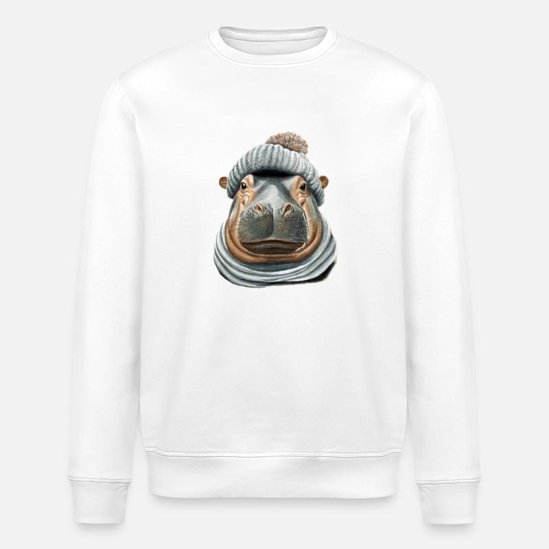 Nilpferd Pudelmütze - Stanley/Stella Unisex Bio-Sweatshirt ROLLER - Weiß