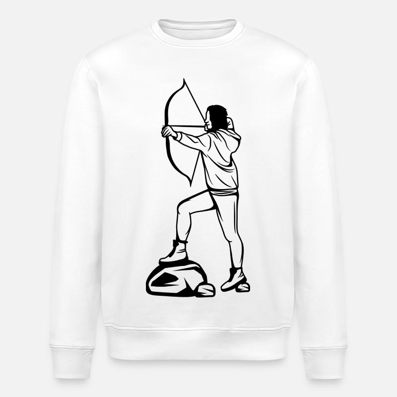 Bogenschützin Skizze - Stanley/Stella Unisex Bio-Sweatshirt ROLLER - Weiß