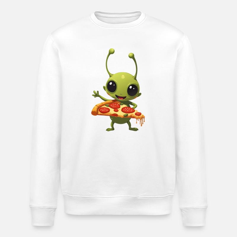 Pizza and Alien - Stanley/Stella Unisex Bio-Sweatshirt ROLLER - Weiß
