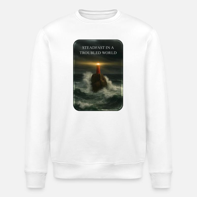 STEADFAST IN A TROUBLED WORLD - Stanley/Stella Unisex Bio-Sweatshirt ROLLER - Weiß
