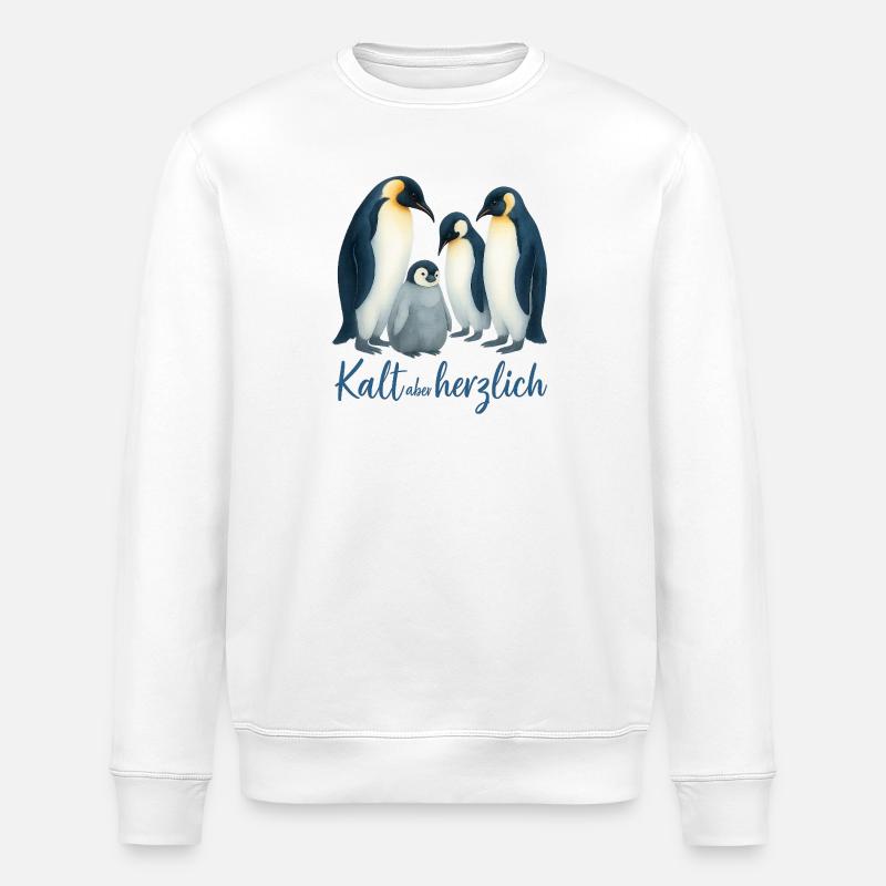 Blaue Winterpinguine - Stanley/Stella Unisex Bio-Sweatshirt ROLLER - Weiß