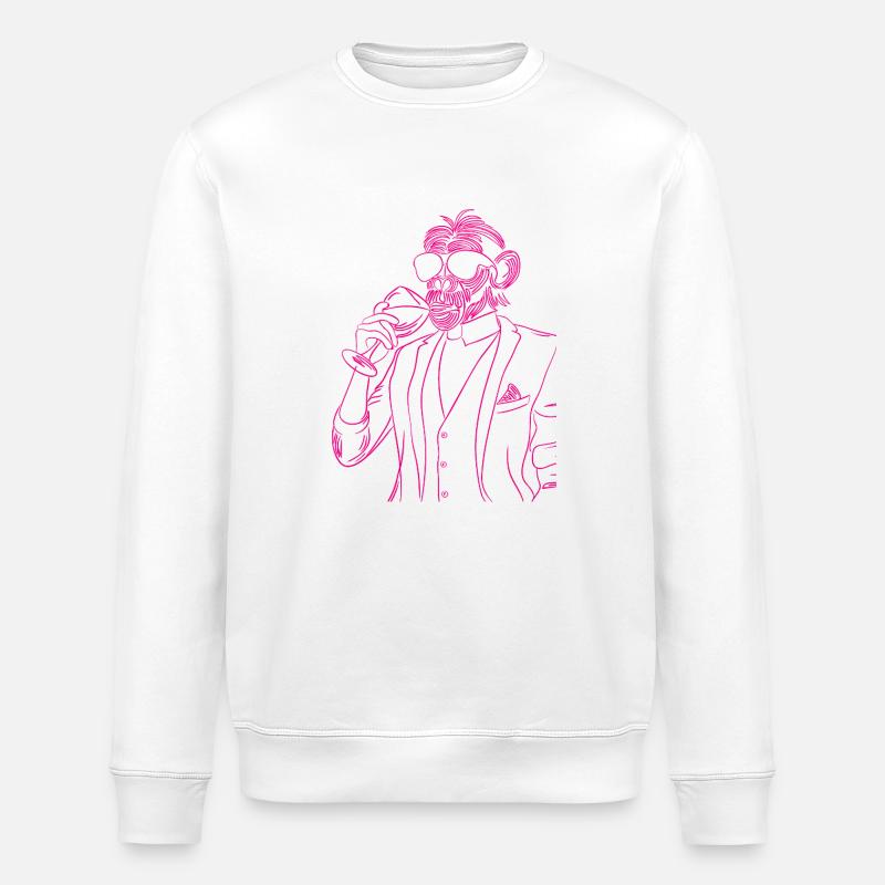 Affe Wein Glas - Stanley/Stella Unisex Bio-Sweatshirt ROLLER - Weiß