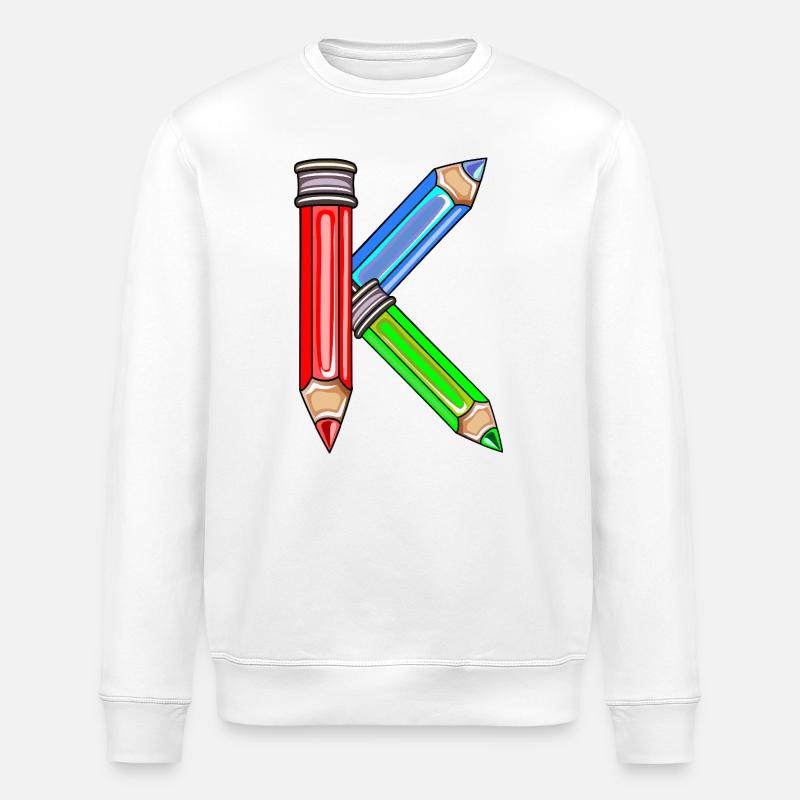 SCHULKIND NAMENSGESCHENKE BUCHSTABE K - Stanley/Stella Unisex Bio-Sweatshirt ROLLER - Weiß