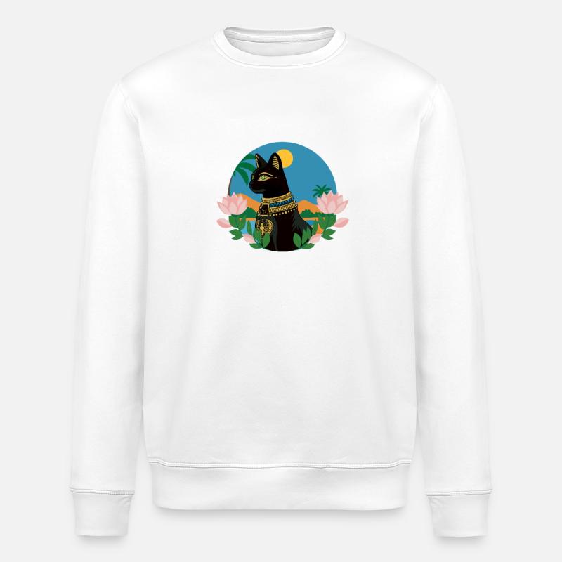 Bastet déesse egyptienne - Sweat bio ROLLER Stanley/Stella Unisexe - blanc