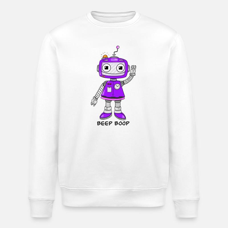 Robot violet - Sweat bio ROLLER Stanley/Stella Unisexe - blanc