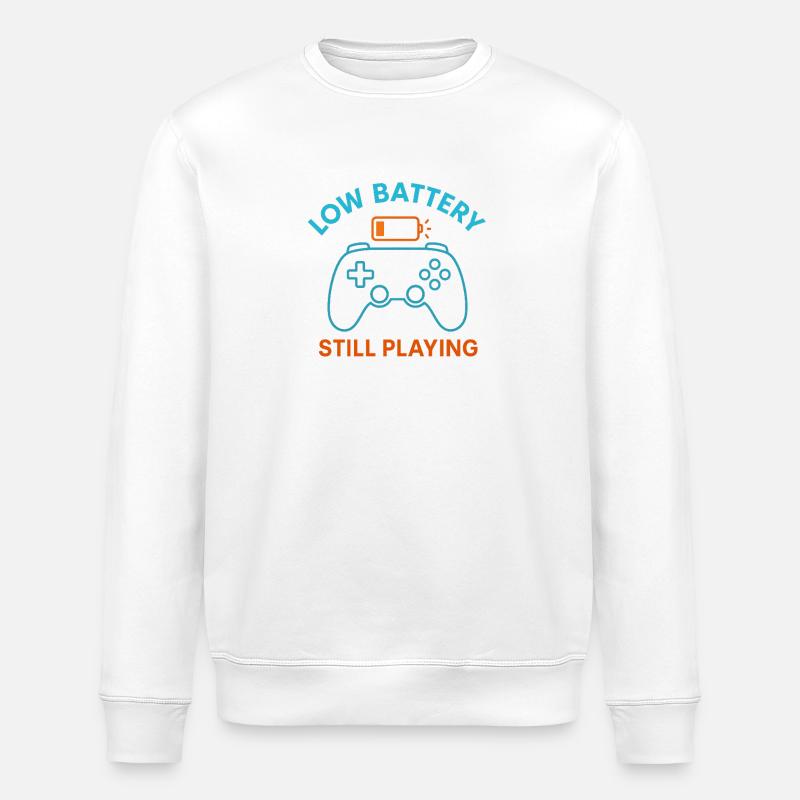 Low battery Keep playing - Stanley/Stella ROLLER Unisex Organic Sweatshirt - white