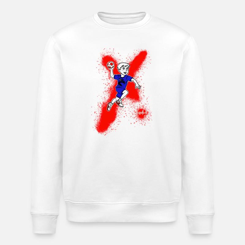 Handball Junge im Sprung - Stanley/Stella Unisex Bio-Sweatshirt ROLLER - Weiß