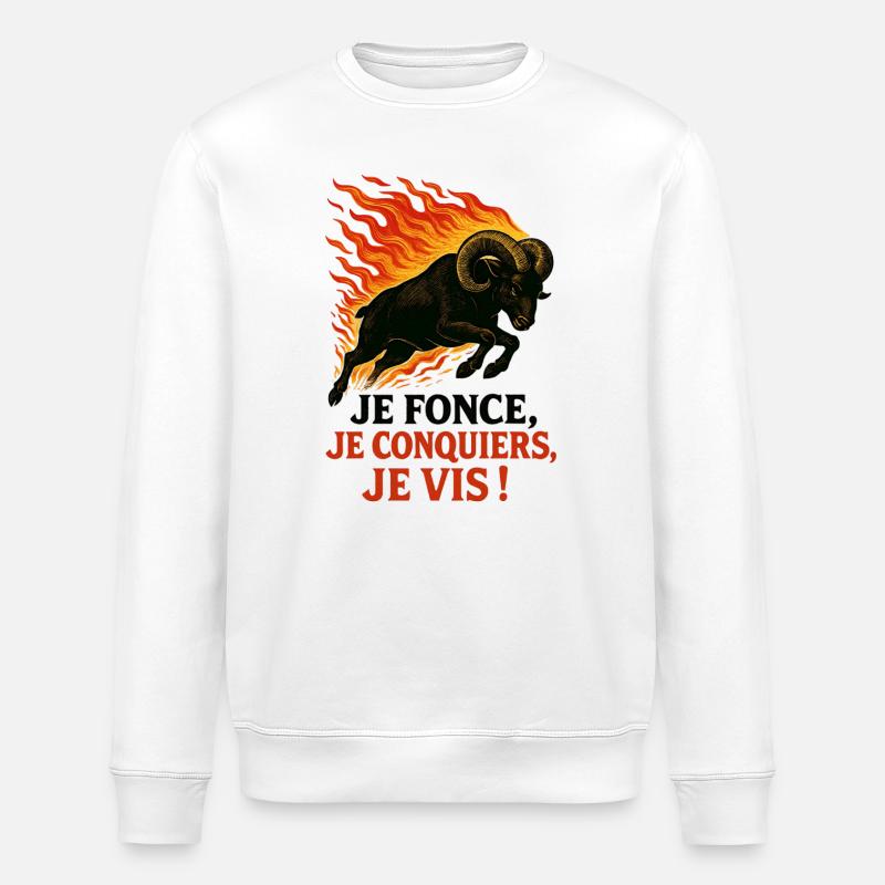 Widder Sternzeichen - Astrologie - Stanley/Stella Unisex Bio-Sweatshirt ROLLER - Weiß