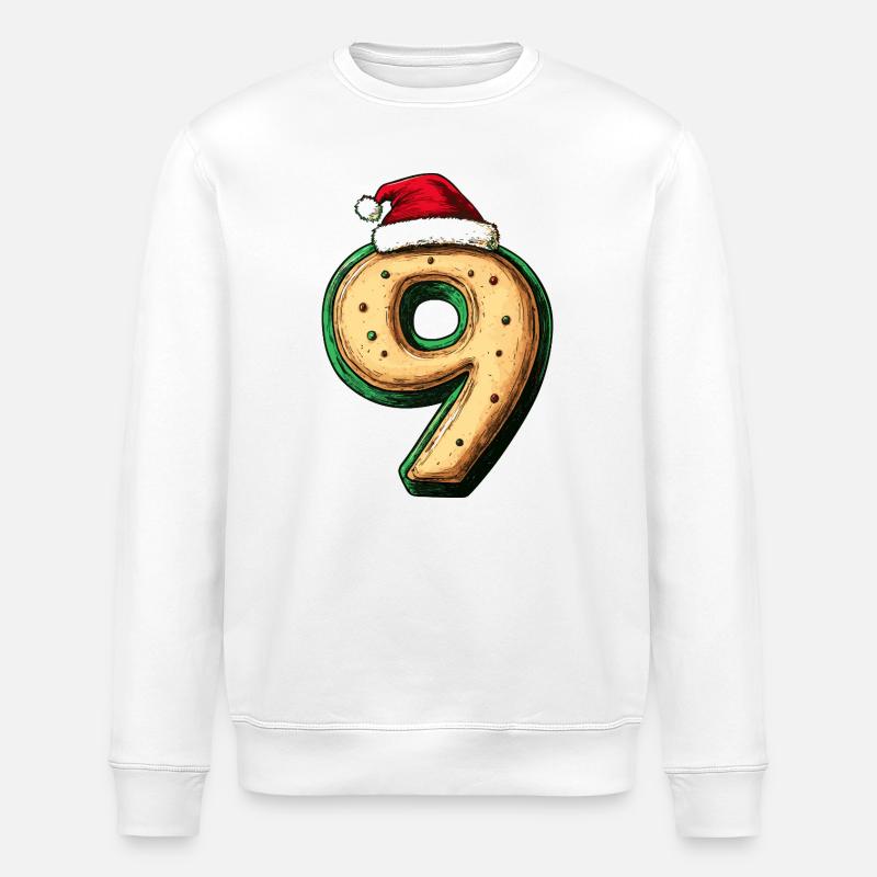 Biscuit 9 chiffres Noël - Sweat bio ROLLER Stanley/Stella Unisexe - blanc