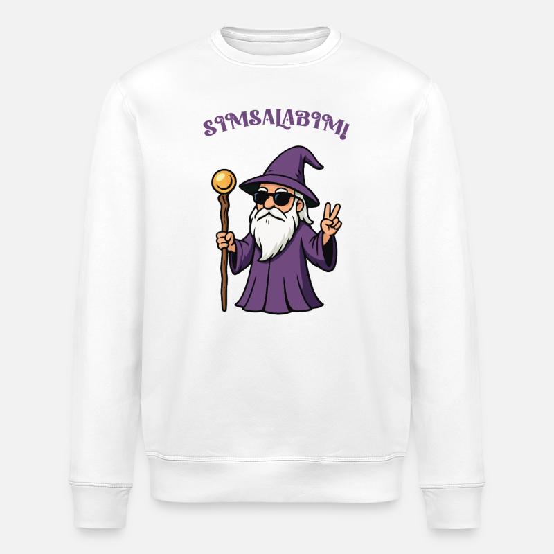 Lila Zauberer Peacezeichen - Stanley/Stella Unisex Bio-Sweatshirt ROLLER - Weiß