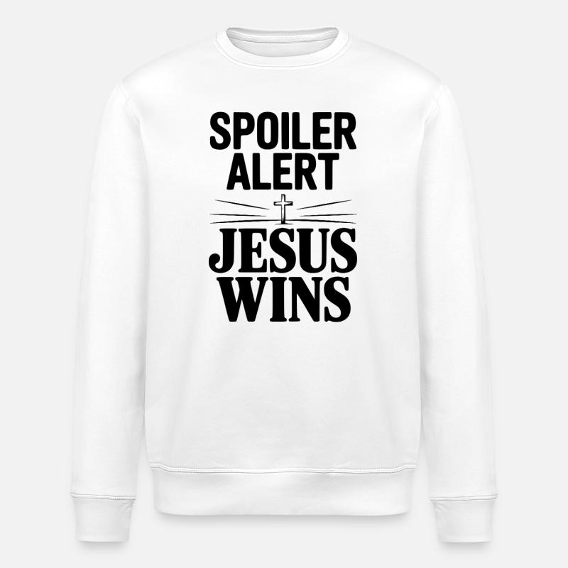 Spoilerwarnung: Jesus gewinnt! - Stanley/Stella Unisex Bio-Sweatshirt ROLLER - Weiß
