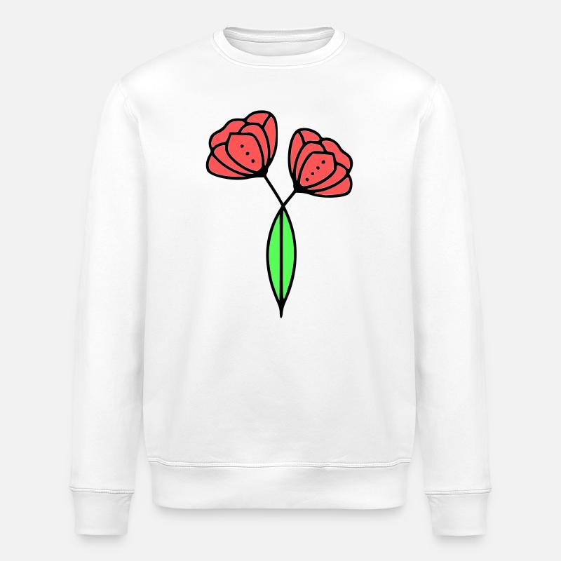 mohnblume-mohnblumen-minimalistisch-line-art-6 - Stanley/Stella Unisex Bio-Sweatshirt ROLLER - Weiß