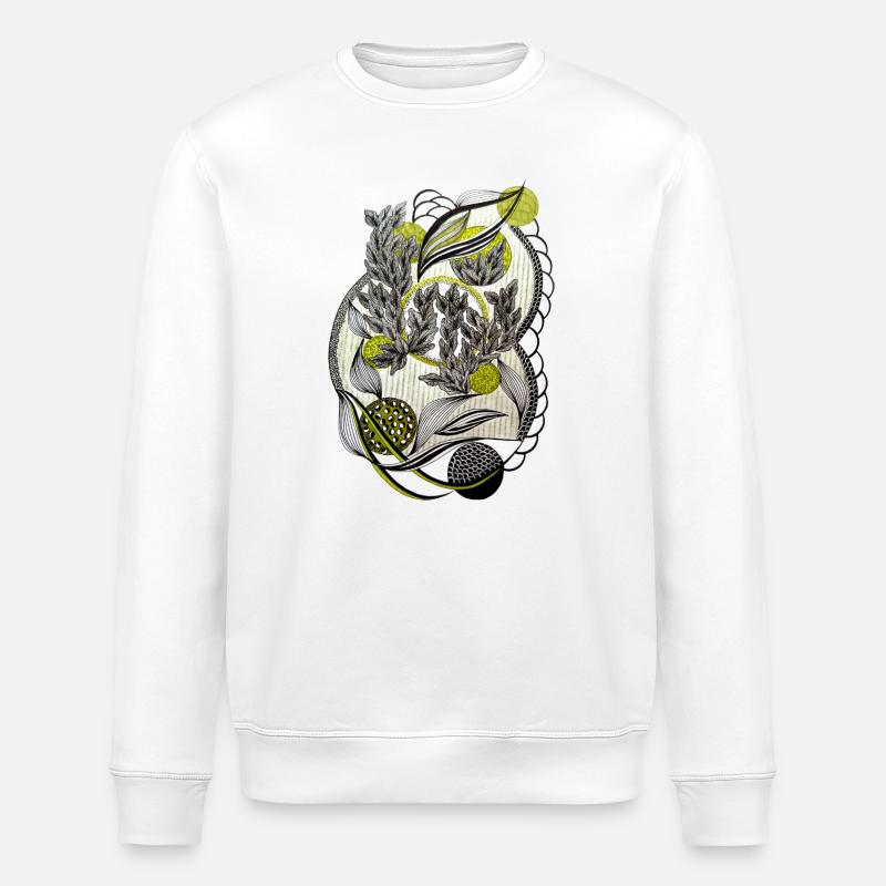 Graphismes kaléidoscopiques de plantes - Sweat bio ROLLER Stanley/Stella Unisexe - blanc