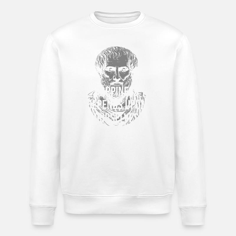 Aristoteles' Glücksporträtzitat - Stanley/Stella Unisex Bio-Sweatshirt ROLLER - Weiß