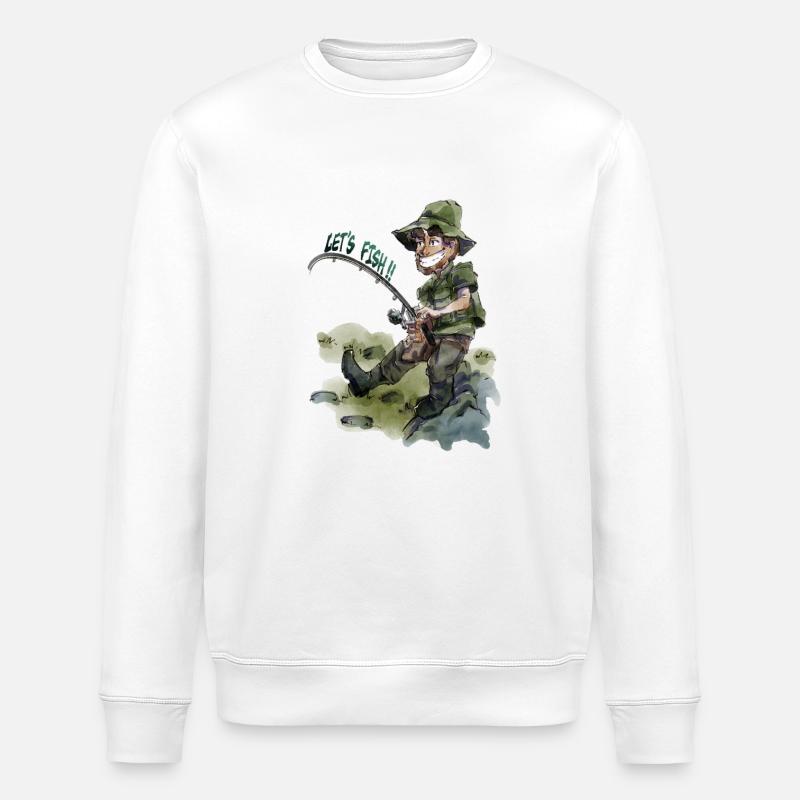 LASST UNS ANGELN - Stanley/Stella Unisex Bio-Sweatshirt ROLLER - Weiß