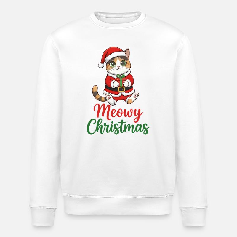 Miau-Weihnachts-Weihnachtskatze - Stanley/Stella Unisex Bio-Sweatshirt ROLLER - Weiß