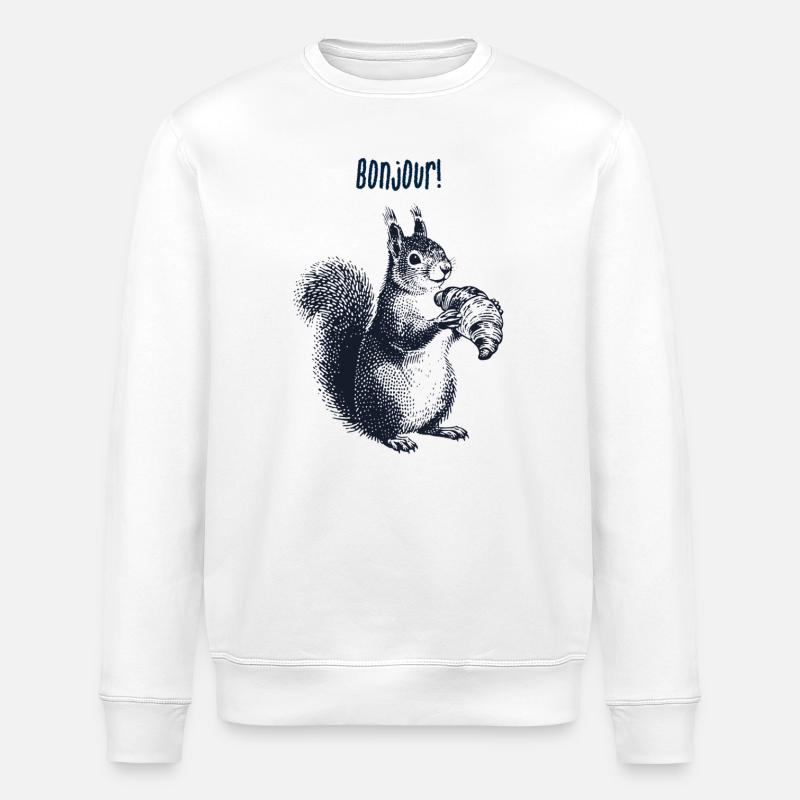 Bonjour Croissant Eichhörnchen - Stanley/Stella Unisex Bio-Sweatshirt ROLLER - Weiß