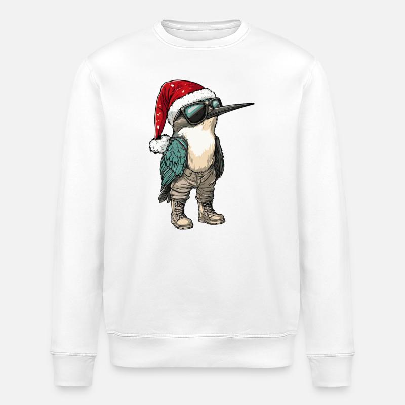 Colibri Oiseau Hiver de Noël - Sweat bio ROLLER Stanley/Stella Unisexe - blanc
