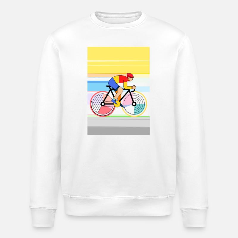 Geometrischer Radfahrer im Farbblockstil - Stanley/Stella Unisex Bio-Sweatshirt ROLLER - Weiß