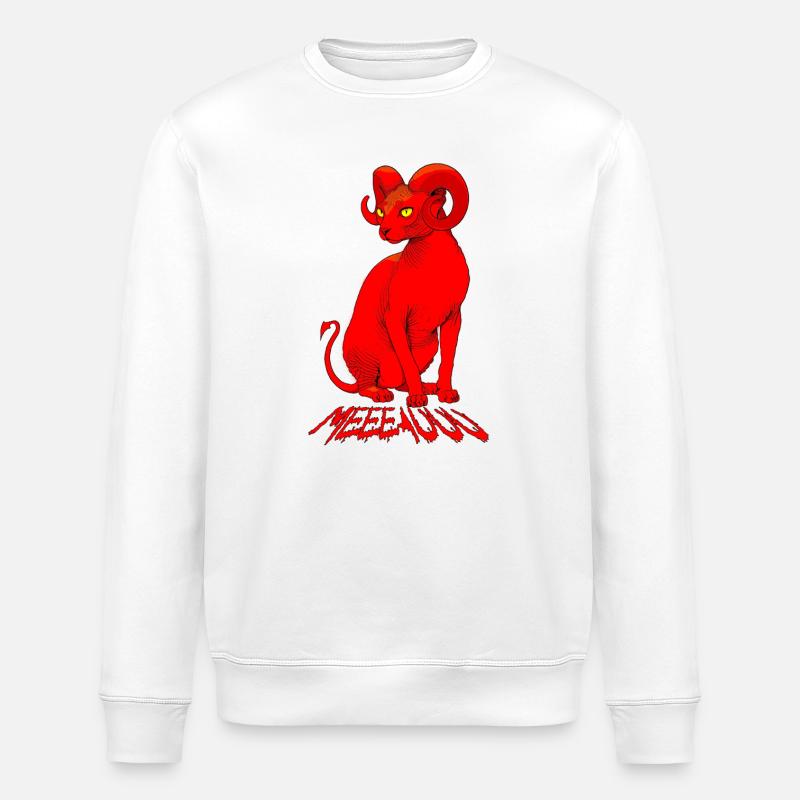 Dämonen-Sphinx-Katze: Rote Meeeauuu - Stanley/Stella Unisex Bio-Sweatshirt ROLLER - Weiß