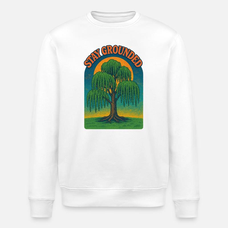 Stay Grounded Willow Sunset - Stanley/Stella ROLLER Unisex Organic Sweatshirt - white