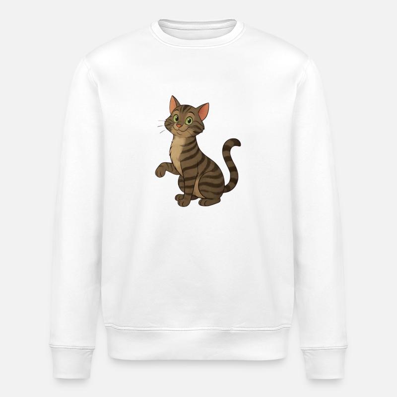 Freche getigerte Katze - Stanley/Stella Unisex Bio-Sweatshirt ROLLER - Weiß