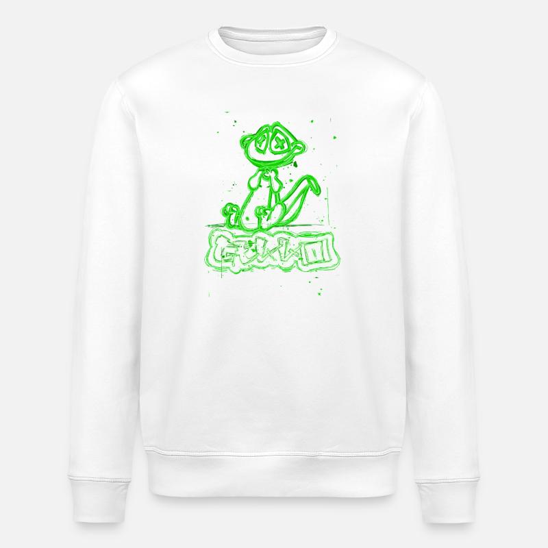 Chien graffiti néon à rayures vertes - Sweat bio ROLLER Stanley/Stella Unisexe - blanc