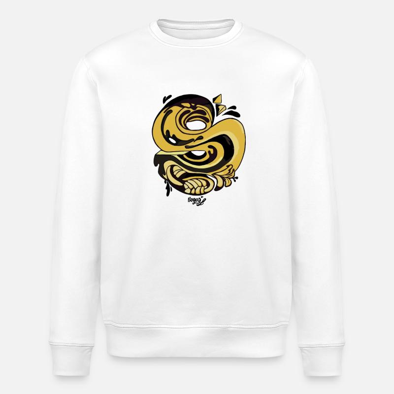 Serpent spiralé doré - Sweat bio ROLLER Stanley/Stella Unisexe - blanc