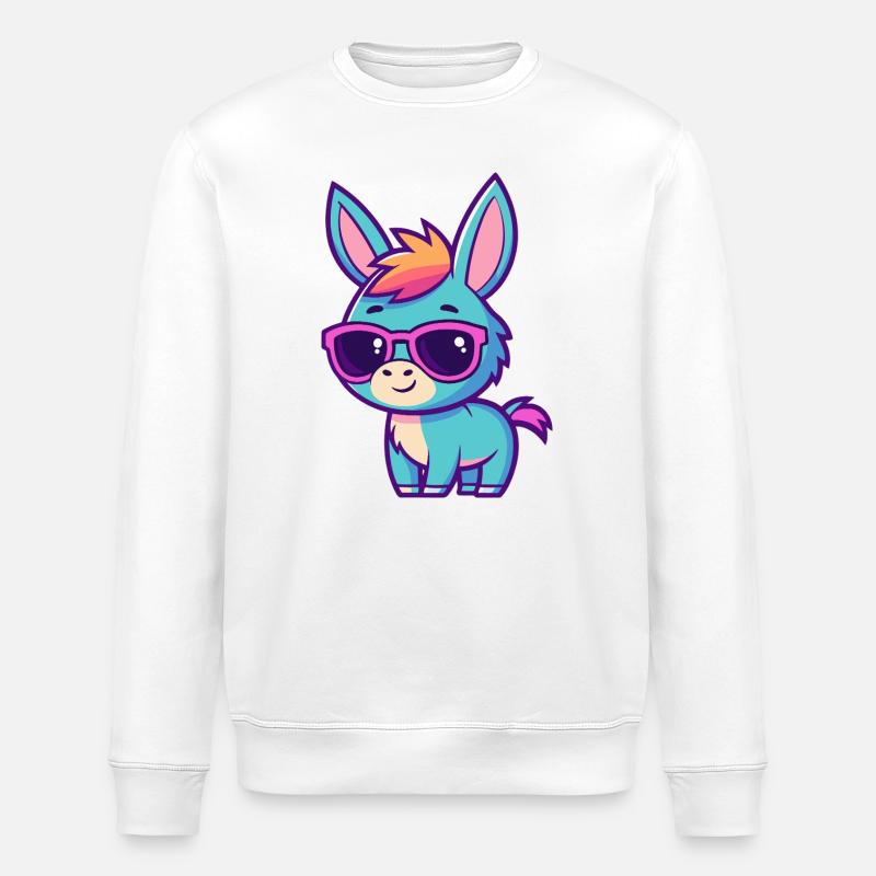 Retro bunte Eselrosa Brille - Stanley/Stella Unisex Bio-Sweatshirt ROLLER - Weiß