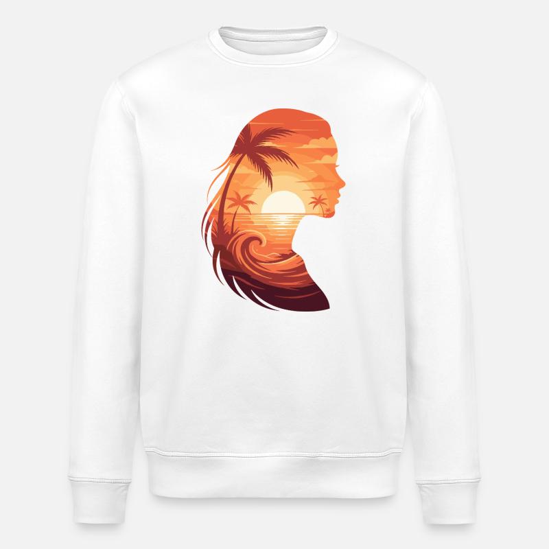 Sunset silhouette profile - Stanley/Stella ROLLER Unisex Organic Sweatshirt - white