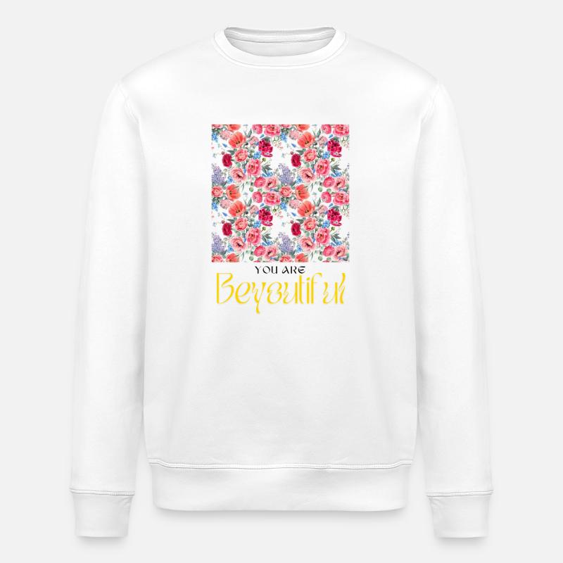BeYoutiful Blumenpracht - Stanley/Stella Unisex Bio-Sweatshirt ROLLER - Weiß