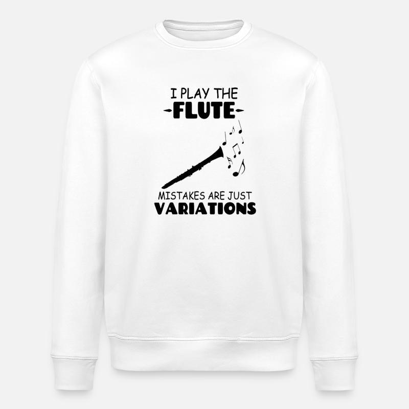 Ich spiele Die Flöte Fehler sind nur Variationen - Stanley/Stella Unisex Bio-Sweatshirt ROLLER - Weiß