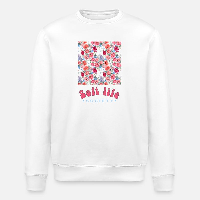 Gentle Blossoms Soft Life Graphic - Stanley/Stella ROLLER Unisex Organic Sweatshirt - white