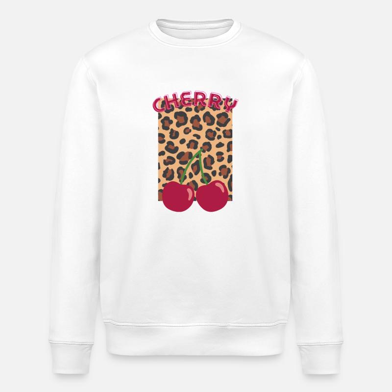 Leopard-look cherries - Stanley/Stella ROLLER Unisex Organic Sweatshirt - white