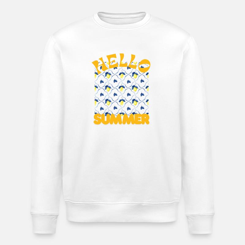 Hallo Sommer Zitronenmuster - Stanley/Stella Unisex Bio-Sweatshirt ROLLER - Weiß