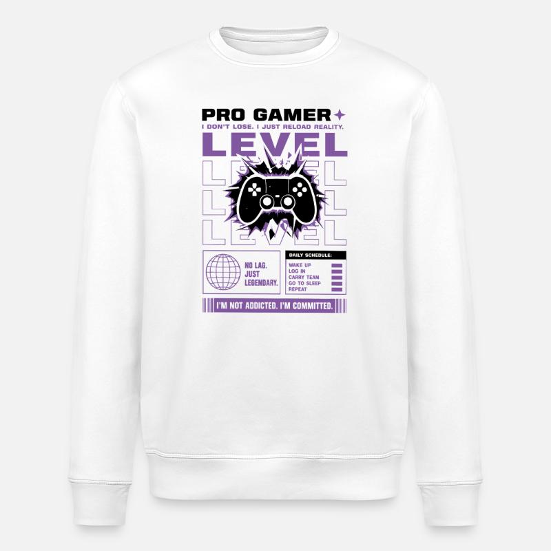 Pro Gamer Level Up Controller Design - Stanley/Stella Unisex Bio-Sweatshirt ROLLER - Weiß