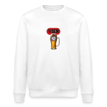 Irgendwo auf der Welt ist es schon VIER - Bier - Stanley/Stella Unisex Bio-Sweatshirt ROLLER - Weiß - Vorne - Nik (191cm)